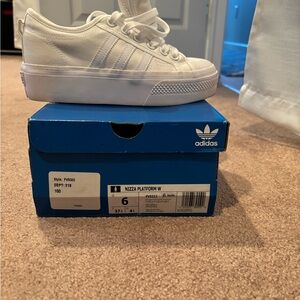 Adidas Kids Nizza Platform Shoes - White